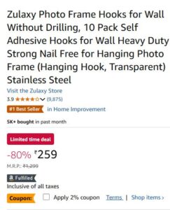 Zulaxy Photo Frame Hooks for Wall
